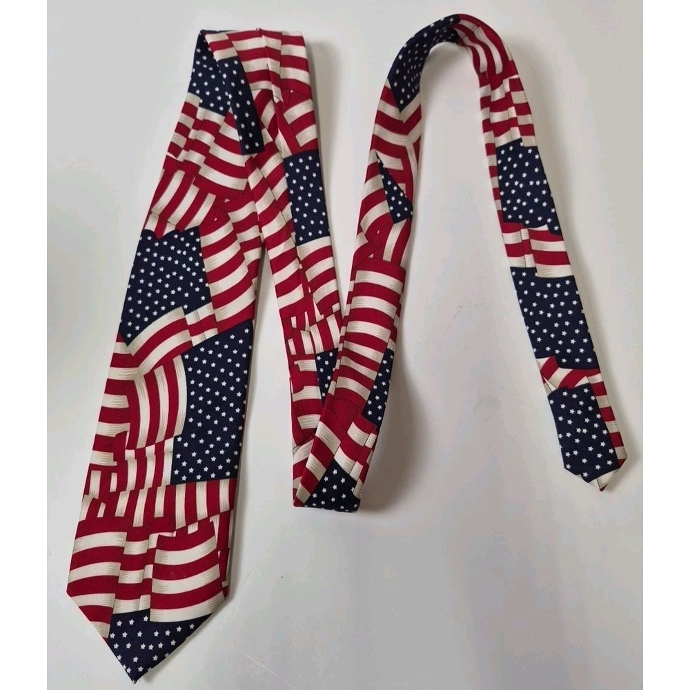 Parquet American Flag 4th Of July Red White Blue Novelty Neck Tie Holiday